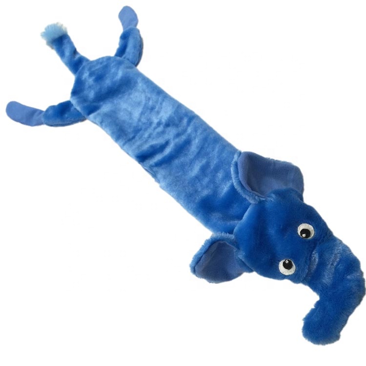 Long Blue Elephant Plush Skin Pet Toy